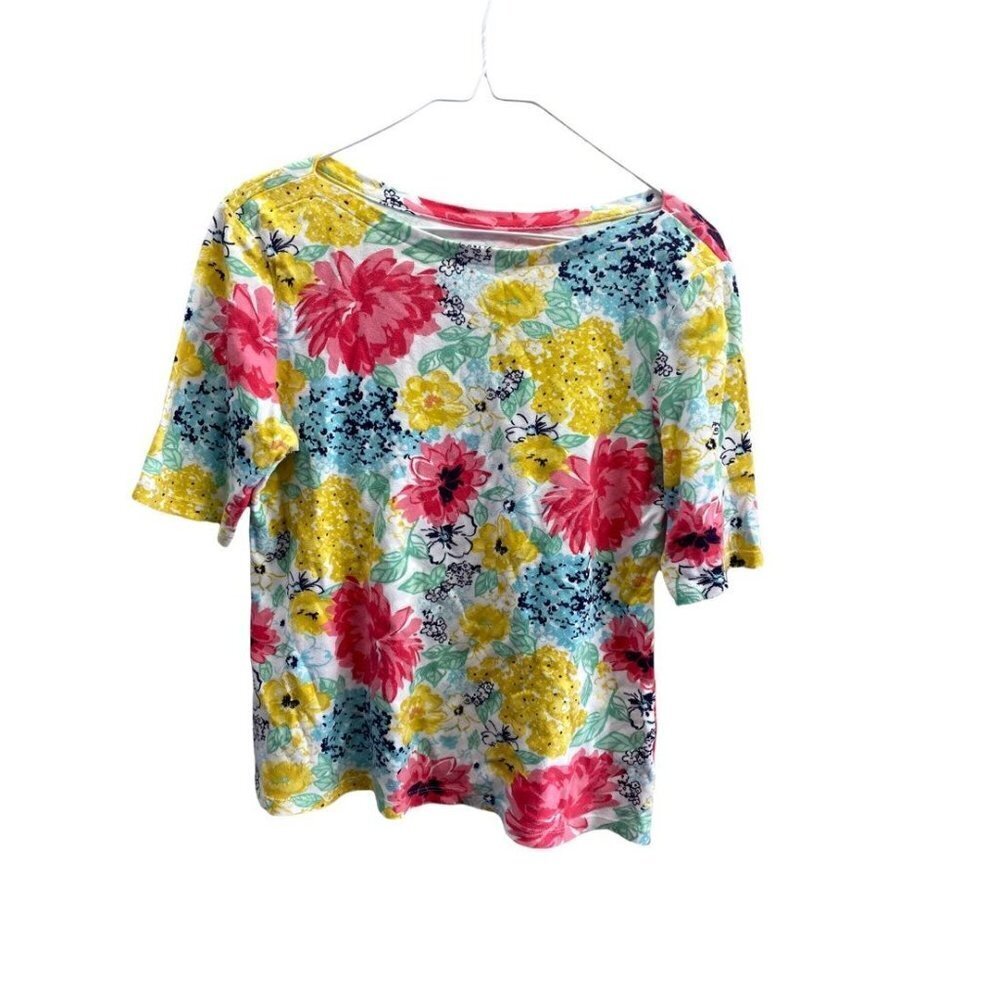 Charter Club Luxury Pima Cotton Floral Tee Petite Medium